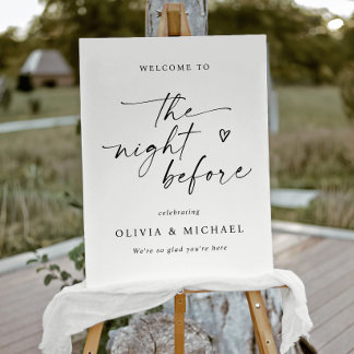 Handwriting Script Heart Wedding Rehearsal Welcome Foam Board