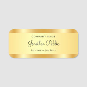Handwriting Script Modern Template Gold Elegant Name Tag