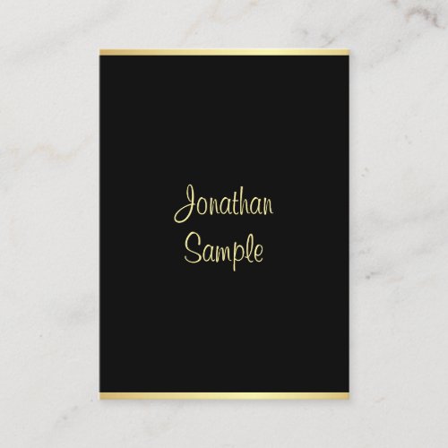 Handwriting Script Name Black Gold Modern Template Business Card