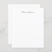 Handwriting Script Name Elegant Plain Paper Sheet (Front/Back)