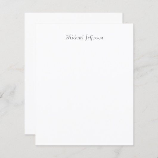 Handwriting Script Name Elegant Plain Paper Sheet (Front/Back)