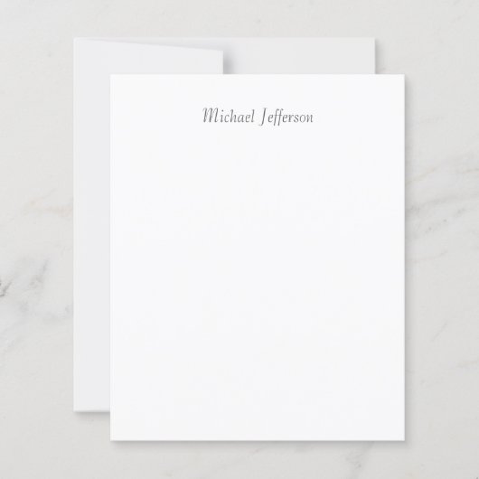 Handwriting Script Name Elegant Plain Paper Sheet (Front)