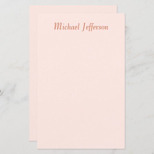 Handwriting Script Name Elegant Plain Paper Sheet (Front/Back)