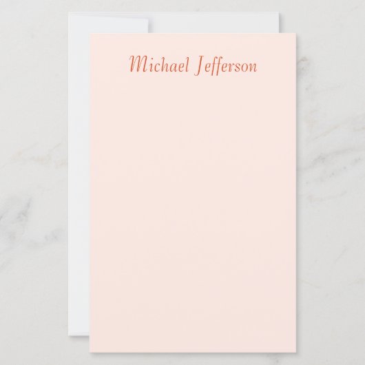 Handwriting Script Name Elegant Plain Paper Sheet (Front)
