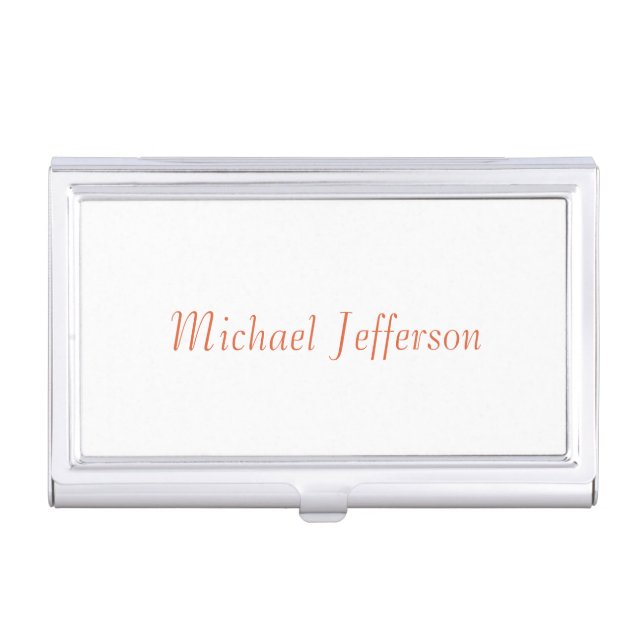 Handwriting Script Name Elegant Plain Simple Business Card Case (Front)