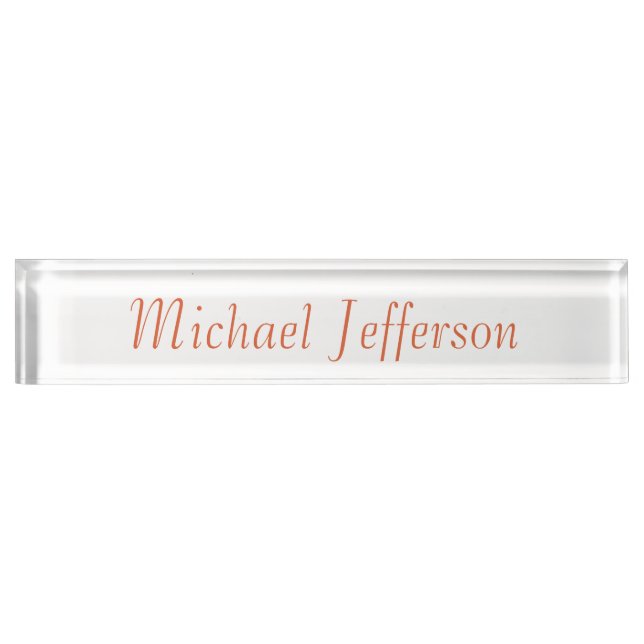 Handwriting Script Name Elegant Plain Simple Desk Name Plate (Front)