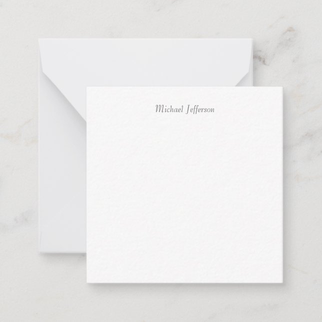 Handwriting Script Name Elegant Plain Simple Note Card (Front)