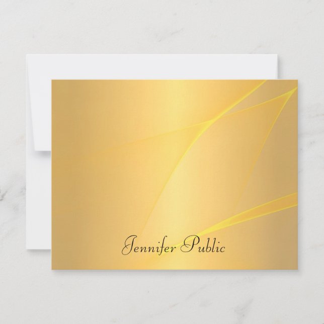 Handwriting Script Name Gold Background Template (Front)