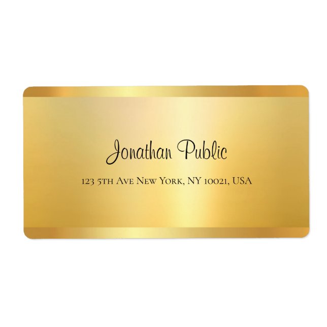 Handwriting Script Name Template Gold Look Elegant Label (Front)