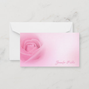 Handwriting Script Name Watercolor Pink Rose Chic Note Card