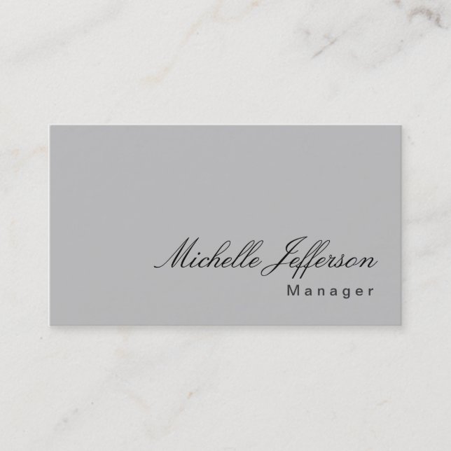 Handwriting Script Silver Gray Business Card (Front)