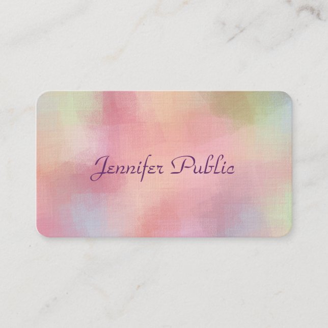 Handwriting Script Template Modern Elegant Colors Business Card (Front)