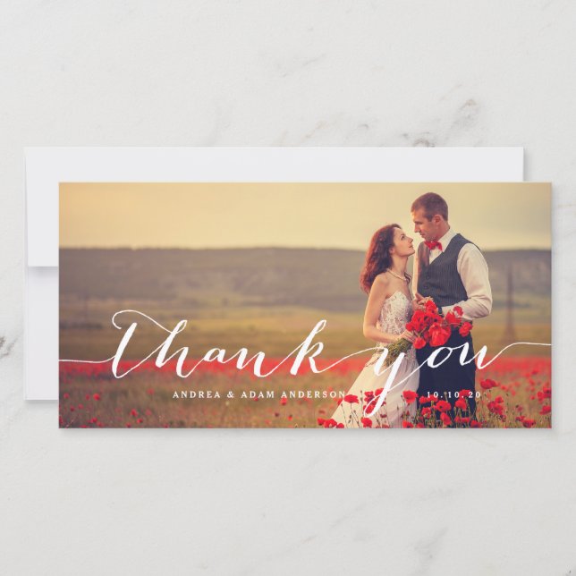 Handwriting Script | Wedding Thank You Photo Card (Front)