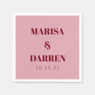 Handwriting Script Whisky Red Pink Custom Wedding Napkins