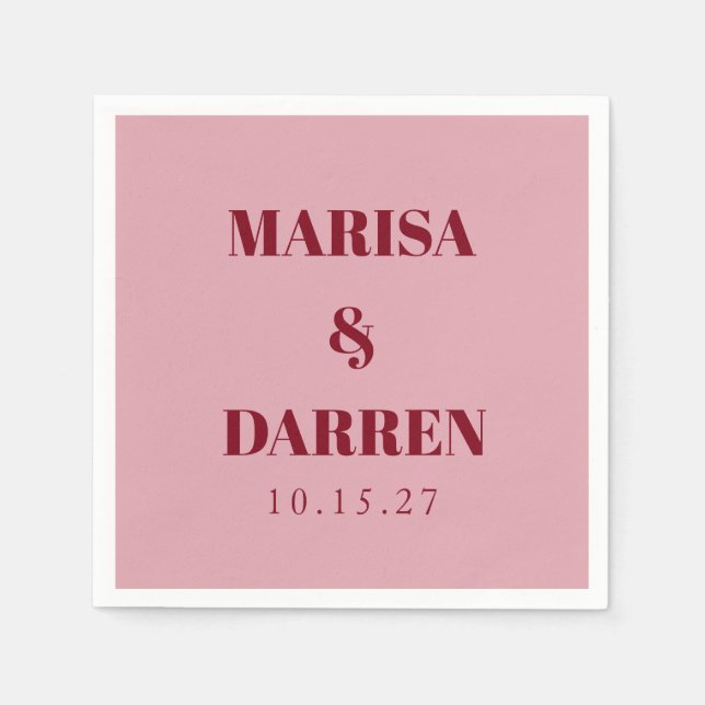 Handwriting Script Whisky Red Pink Custom Wedding Napkins (Front)