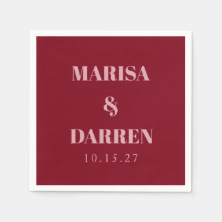 Handwriting Script Whisky Red Pink Custom Wedding Napkins