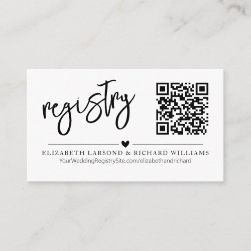 Handwriting Simple Modern Wedding Registry QR Enclosure Card