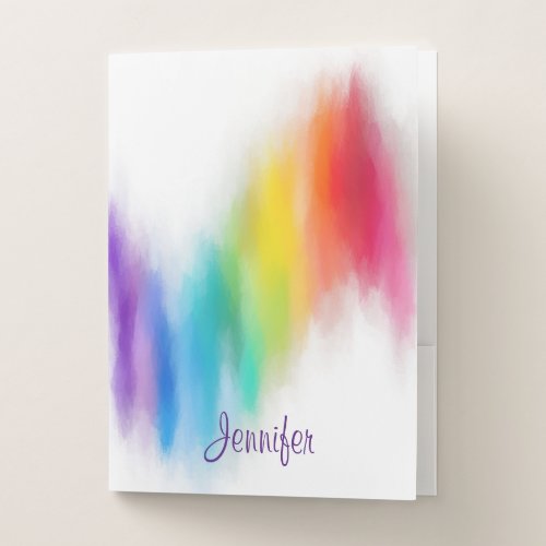 Handwriting Template Modern Elegant Colorful Pocket Folder