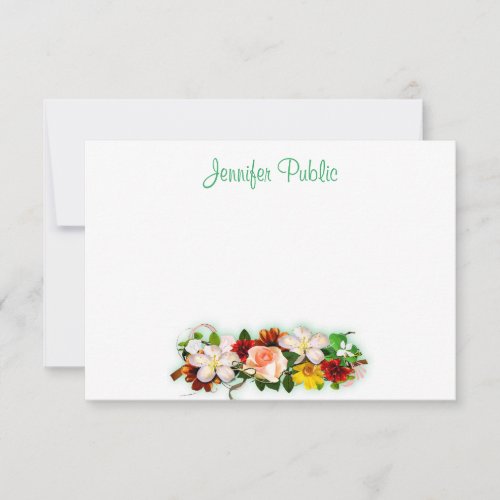 Handwriting Text Template Watercolor Flowers Art