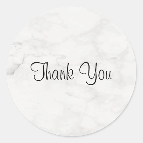 Handwriting Thank You Script Template Marble Chic Classic Round Sticker