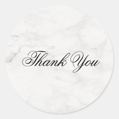 Handwriting Thank You Template Modern Marble Chic Classic Round Sticker