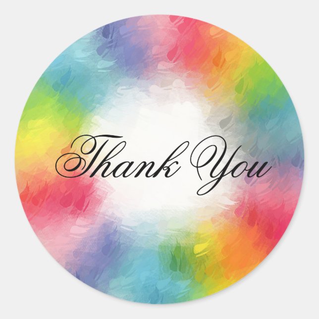 Handwriting Thank You Text Colorful Template Classic Round Sticker (Front)
