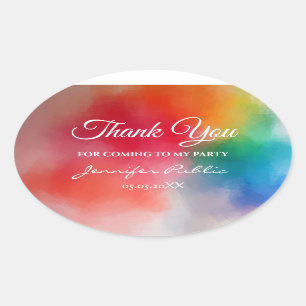 Handwriting Thank You Text Elegant Template Oval Sticker