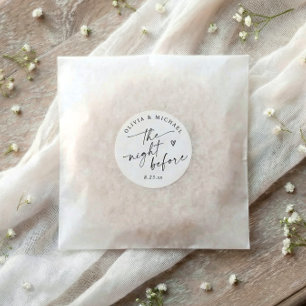 Handwriting The Night Before Wedding Rehearsal Classic Round Sticker