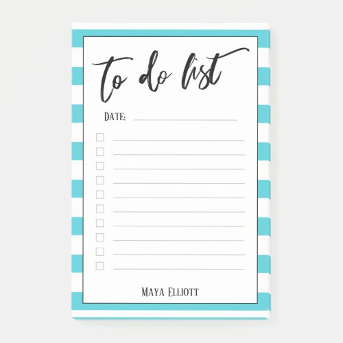 Handwriting To Do List Aqua Stripes Lined Post_it Notes