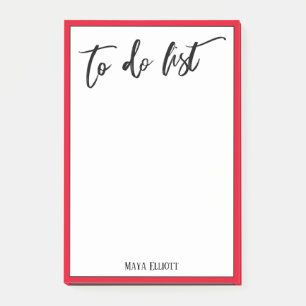 Handwriting To Do List Bright Cherry Red Border Post-it Notes