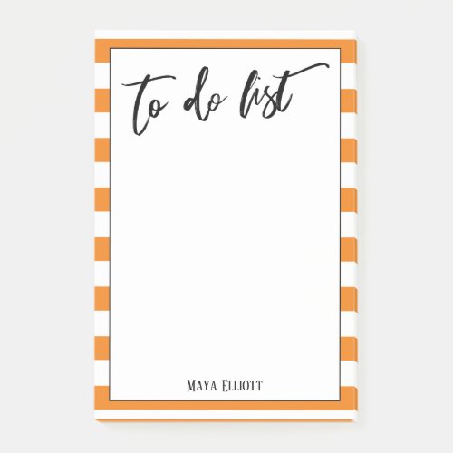 Handwriting To Do List Bright Orange White Stripes Post_it Notes