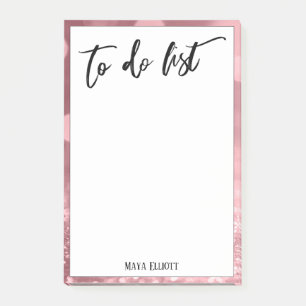Handwriting To Do List Glitter Bokeh Rose Gold Post-it Notes