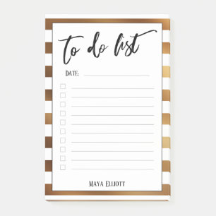Handwriting To Do List Gold White Stripes, Lined Post-it Notes