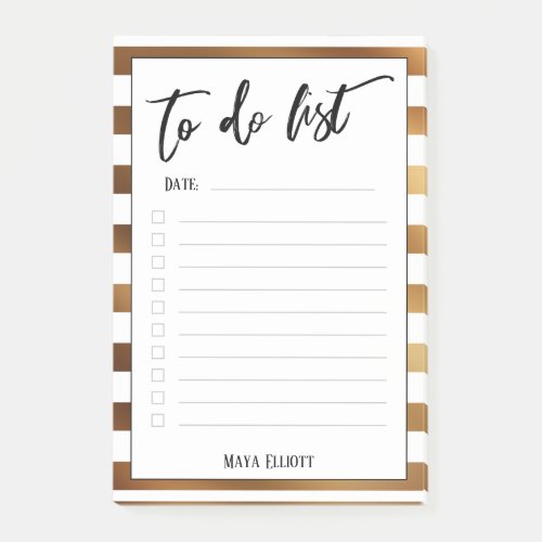 Handwriting To Do List Gold White Stripes Lined Post_it Notes