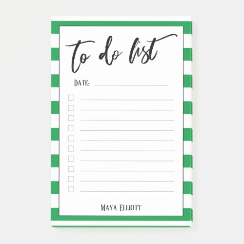 Handwriting To Do List Green Stripes Lined Post_it Notes
