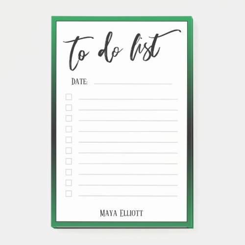 Handwriting To Do List Lined Green Ombre Border Post_it Notes