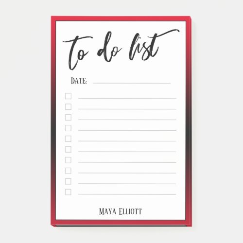 Handwriting To Do List Lined Red Ombre Border Post_it Notes
