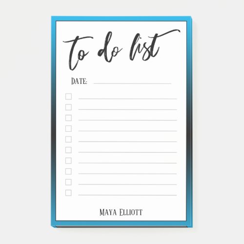 Handwriting To Do List Lined Sky Blue Ombre Border Post_it Notes