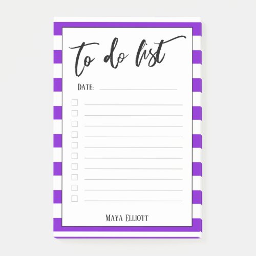 Handwriting To Do List Purple Stripes Lined Post_it Notes