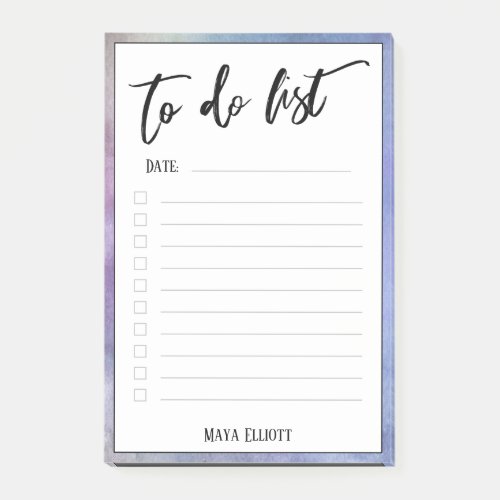 Handwriting To Do List Purple Watercolor Border Post_it Notes