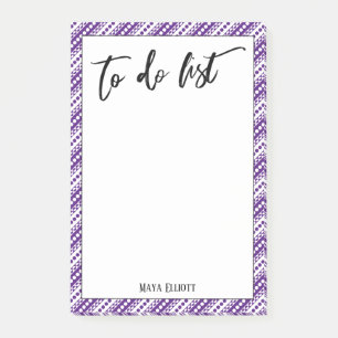 Handwriting To Do List Purple White Retro Pattern Post-it Notes