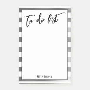 Handwriting To Do List Silver and White Stripes Post-it Notes