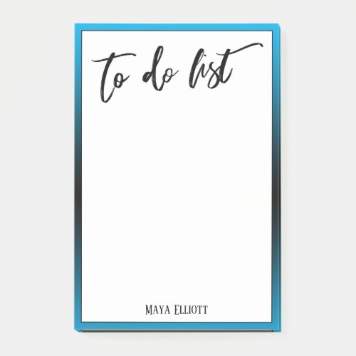 Handwriting To Do List Sky Blue Black Ombre Border Post_it Notes