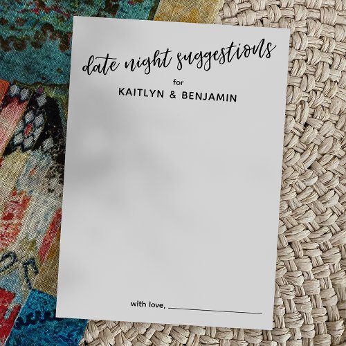 Handwriting Typography Date Night Suggestions Advice Card