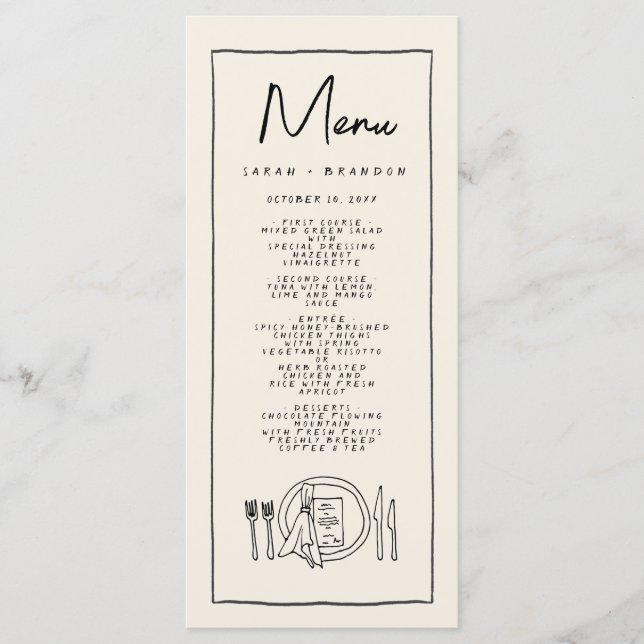 Handwriting Typography Retro Wedding Menu (Front)
