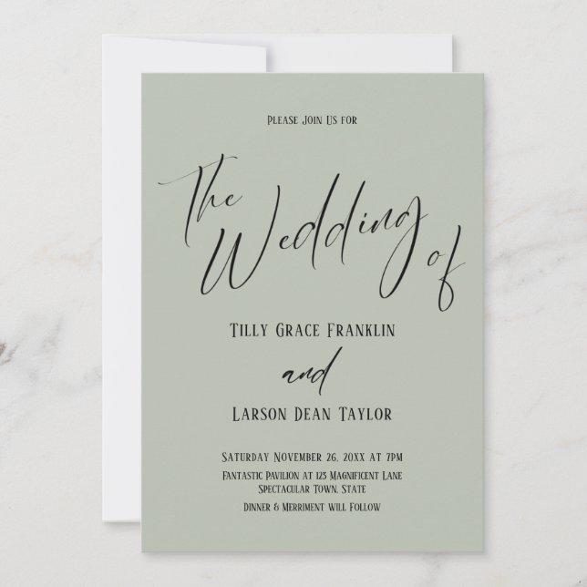 Handwriting Typography Simple The Wedding Of Sage Invitation (Front)