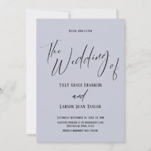 Handwriting Typography The Wedding Of Dusty Blue Invitation