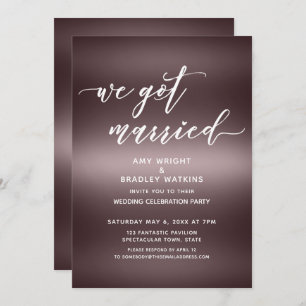 Handwriting We Got Married Over Rose Gold Invitation