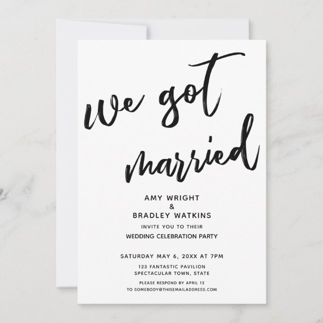 Handwriting We Got Married Wedding Reception Invitation (Front)