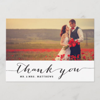 Handwriting Wedding Photo Thank You Card